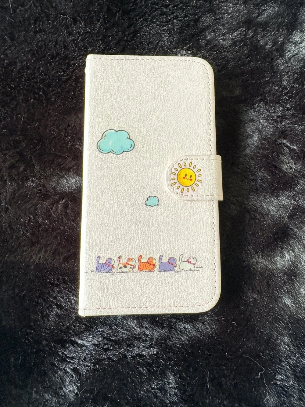 Pastel Pink Cat Print Wallet Case / Faux Leather iPhone X/XS Cover